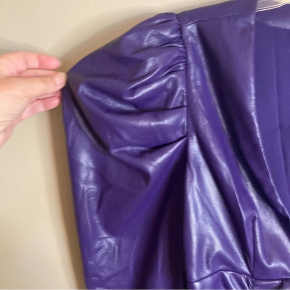 NEW REVOLVE Lovers and Friends Bardot Mini Dress Faux Leather Stretch Purple M - Picture 9 of 16